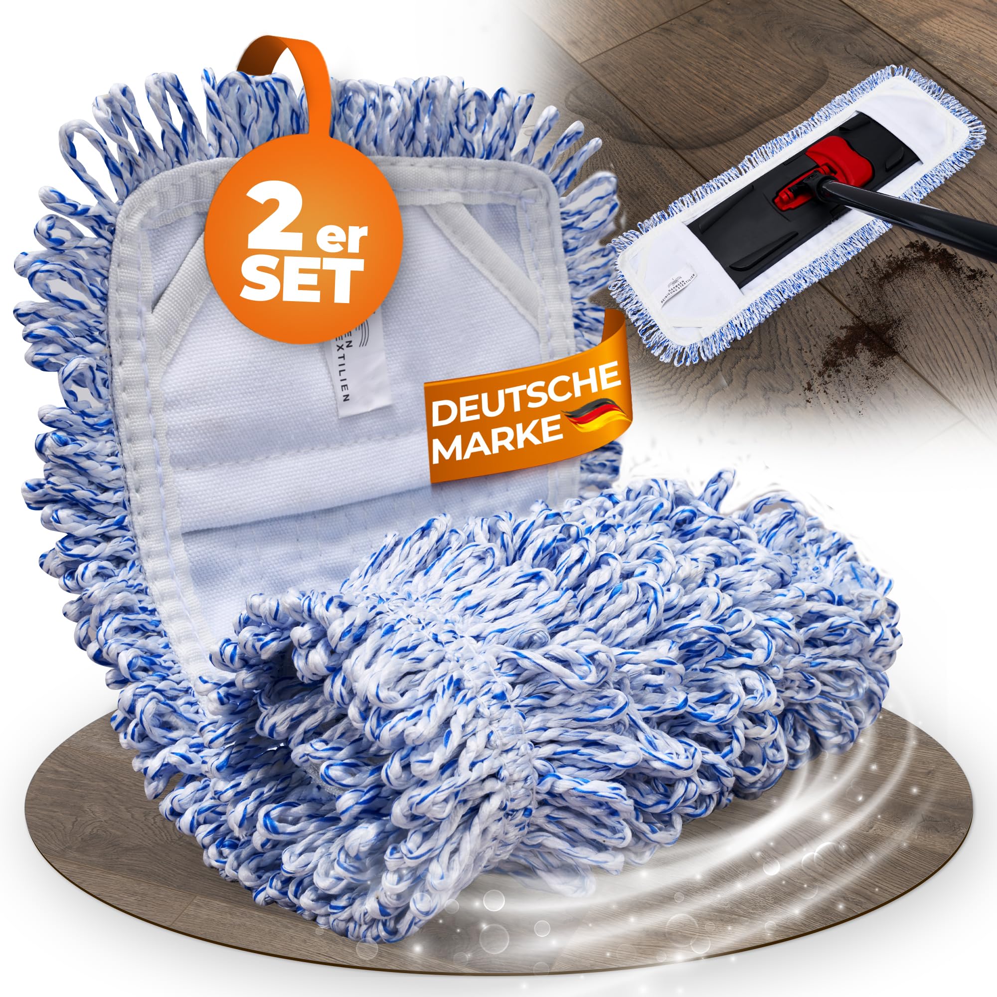 Wischmopp Bezug für Parkett & empfindliche Böden - Bodenwischer, Wischbezug von WOWtowelz – 40 cm Variante - 2er Set