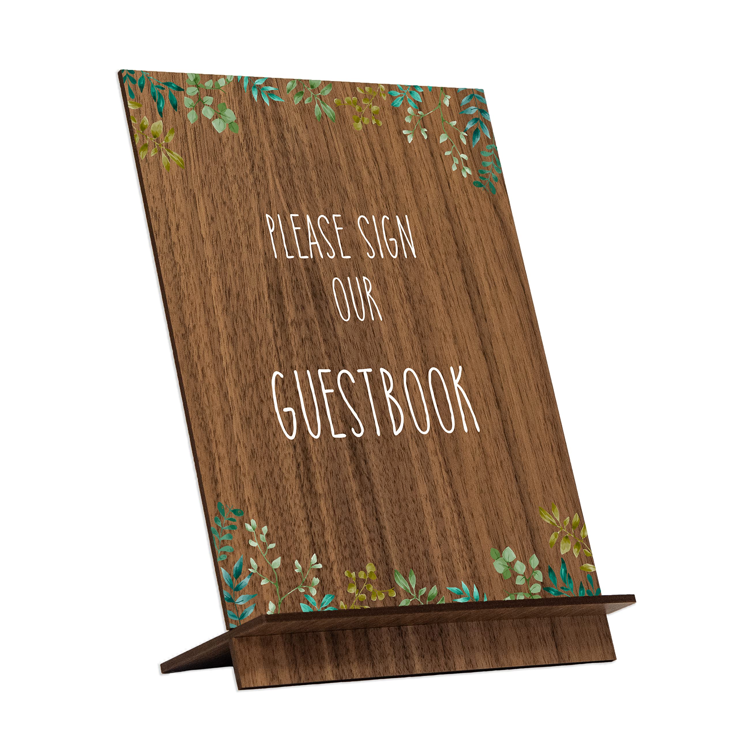 "Guest book sign | Wedding guestbook sign | Wedding Sign | Gift Table Signage/Please sign guestbook (A4, Green leaves)"