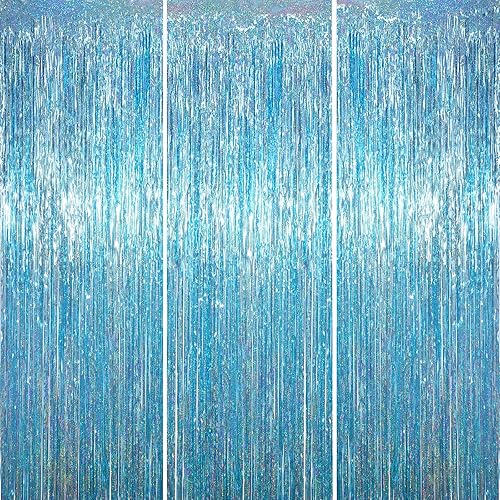 Miniatura 44 de Cortinas de 3.3 x 6.6 pies con flecos de papel de aluminio, decoraciones de fiesta con serpentinas, telón de fondo con flecos para cumpleaños, baby