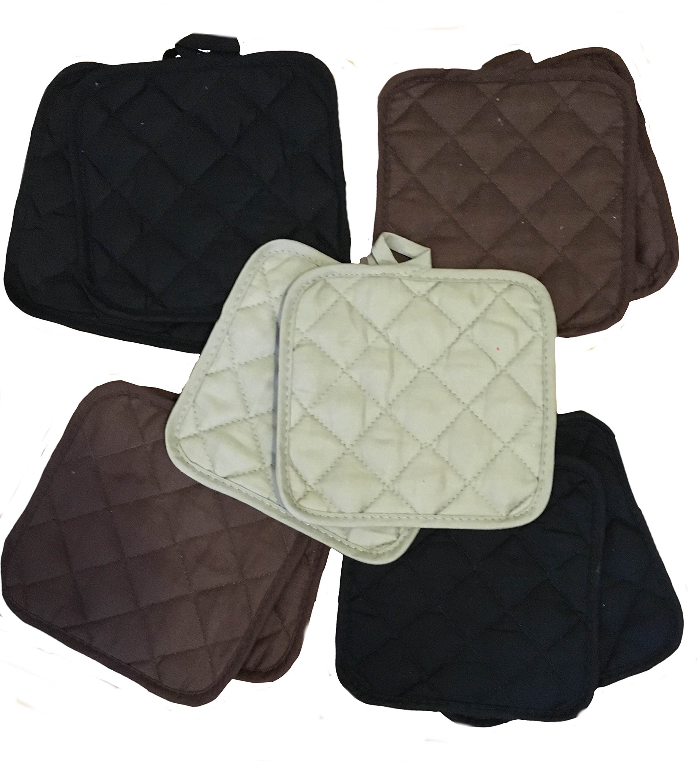 5 (FIVE) Sets of The Home Store Cotton Pot Holders, 2-ct. Color Variety Pack Kitchen Cooking Chef Linens (Naturals)