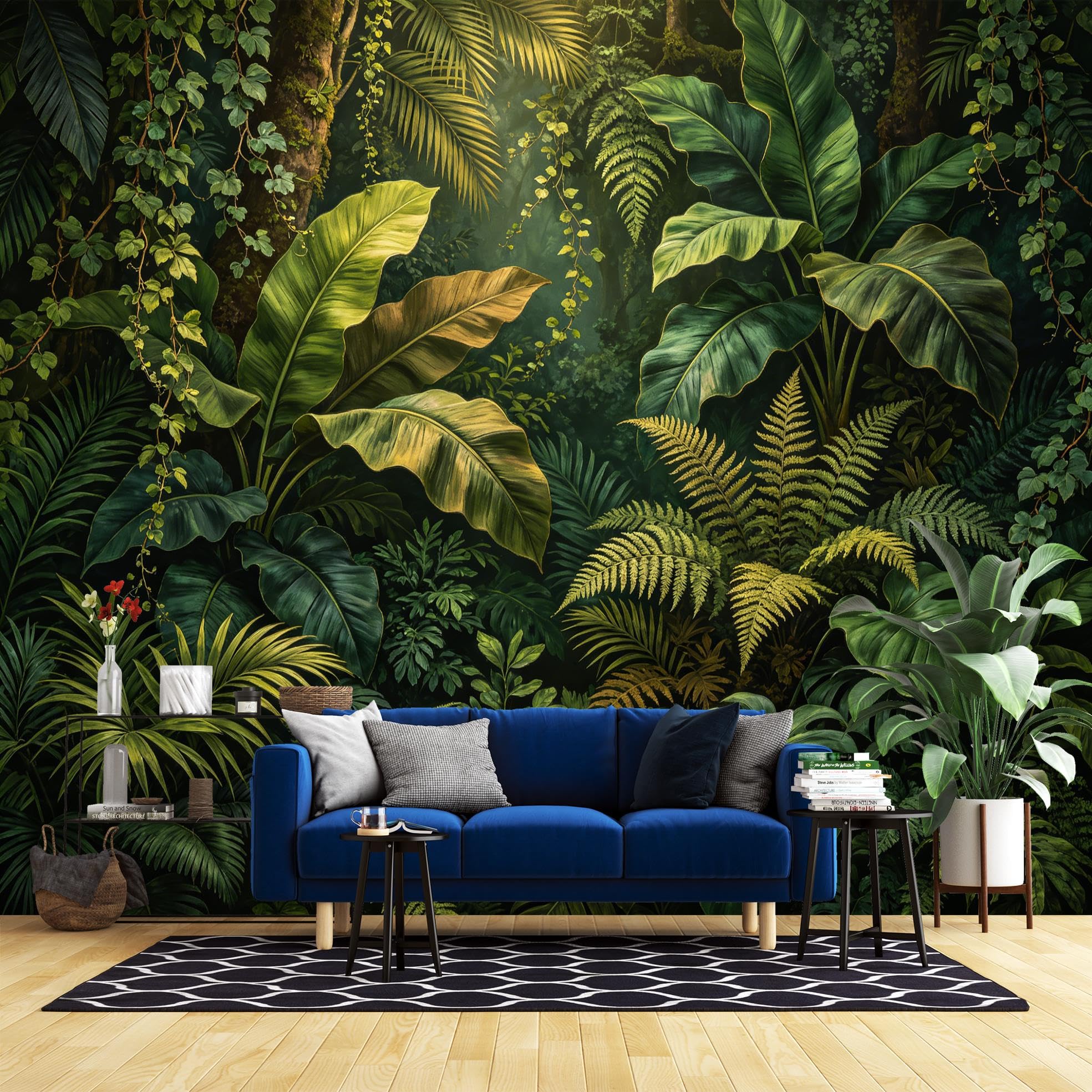 Papier peint de forêt tropicale panoramique personnalisé vigne verte