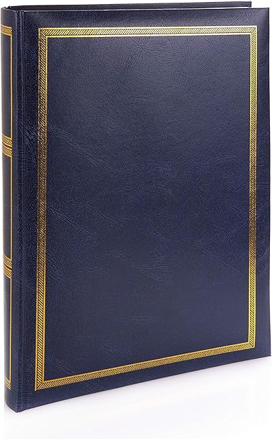 Kenro Sonata Series Navy Blue Faux Leather Photo Album with 50 Self Adhesive Pages Fits 200 Photos 6x4 inch/10x15cm - NR101UE