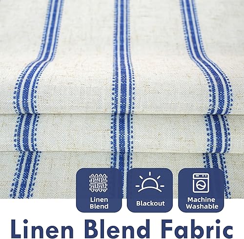 Vista 12 de DriftAway Cortinas opacas de mezcla de lino de 63 pulgadas de largo para dormitorio, cortinas de lino con estampado de rayas verticales, con Gris