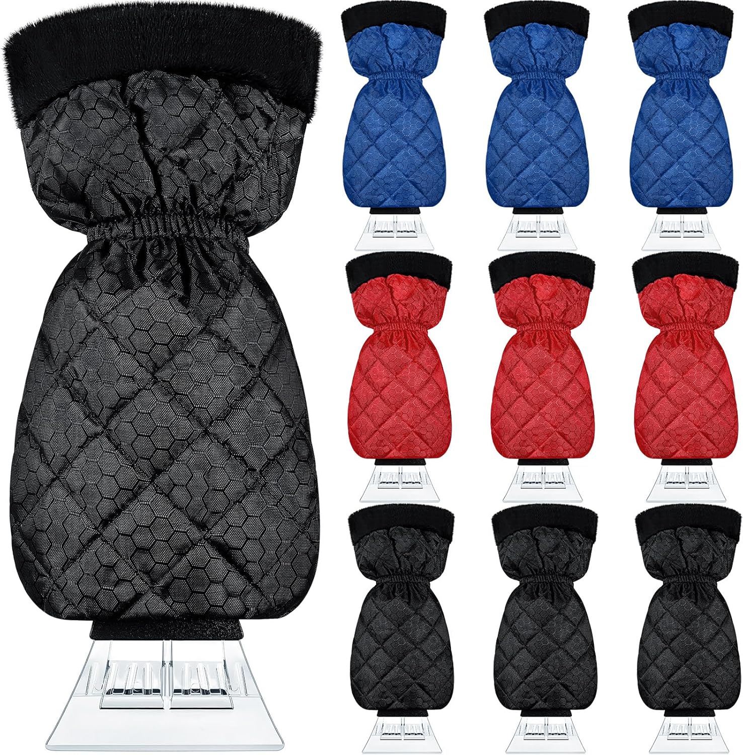 Datanly 9 Pack Ice Scraper with Glove for Cars Windshield