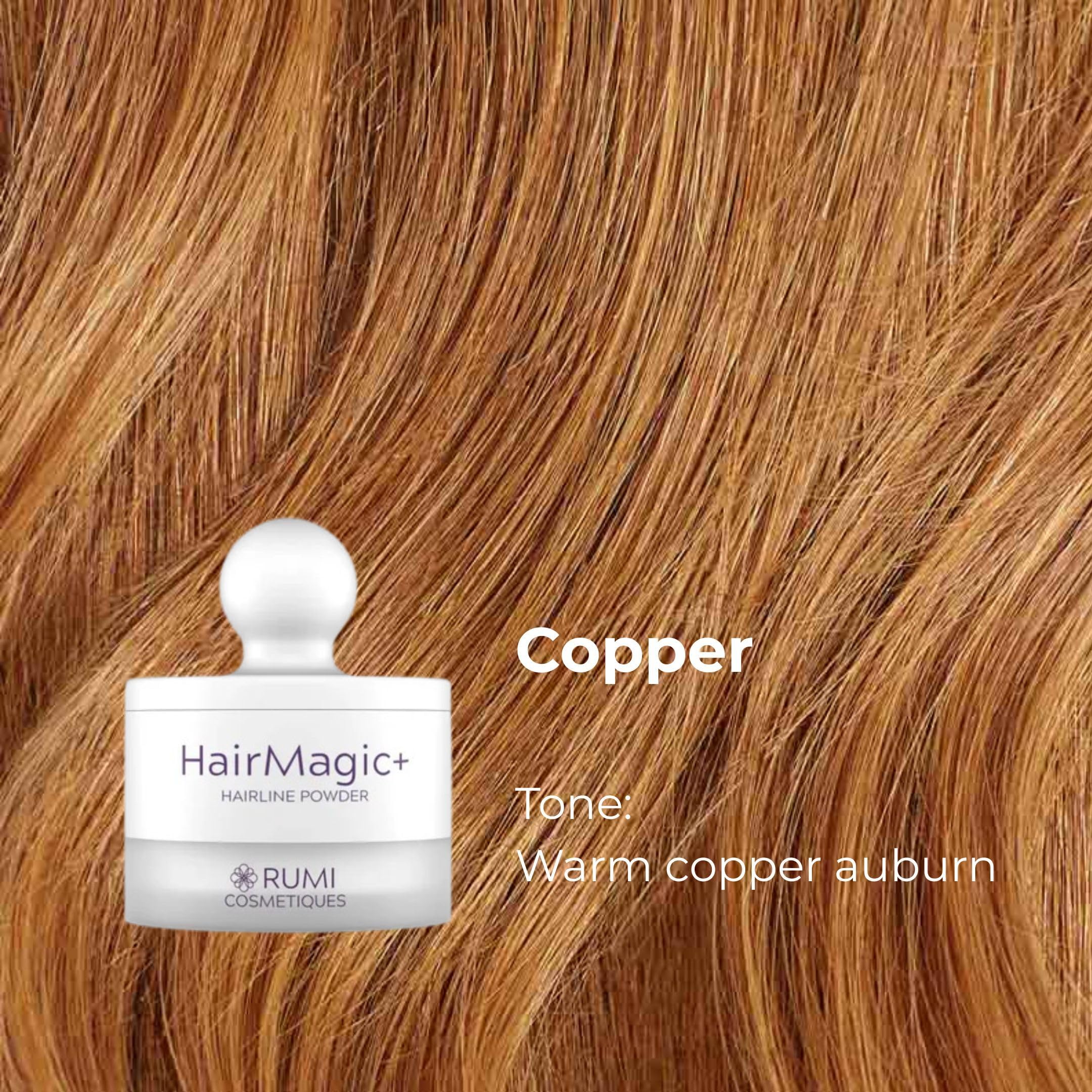 Condition photo showing New/Like New for Rumi Cosmetiques HairMagic+ Root Touch Up Powder for Mature Women – Instant Gray Hair Coverage & Hairline Filler – Water-Resistant, Natural Finish, with Argan Oil & Vitamin E (Copper)