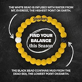 Lokai NFL Football Collection Silicone Beaded Bracelet, Pittsburgh Steelers Classic (Large) - Beaded Bracelet for Women & Men, Silicone Jewelry Bracelet Slides-On for Comfortable Fit
