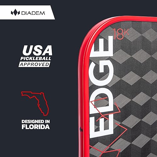 Miniatura 6 de Diadem Sports Diadem Edge - Paleta de pickleball de 18 quilates aprobada por USAPA, cara de fibra de carbono de 18 quilates para giro y control,