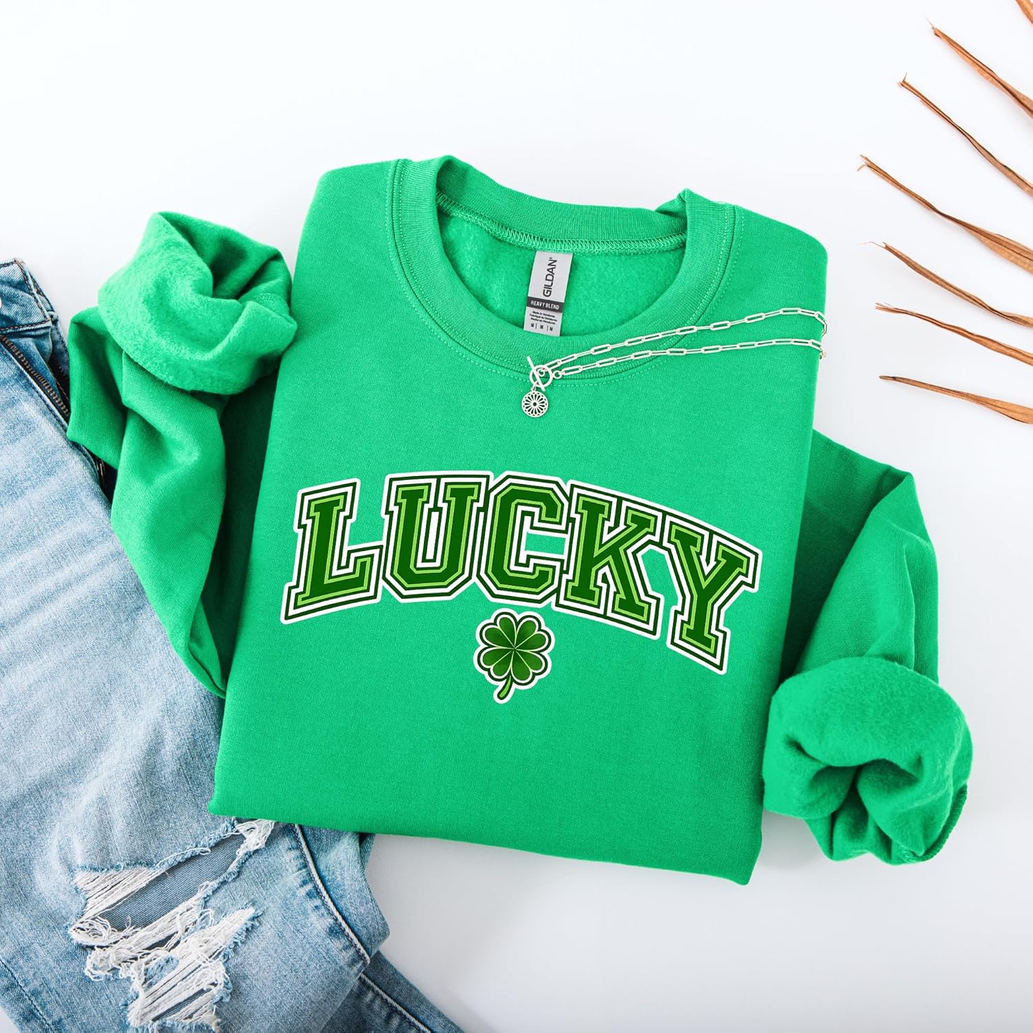Lucky Shamrock Sweatshirt for Women – St. Patrick’s Day Green Crewneck Cute Clover Lucky Style - Image 6