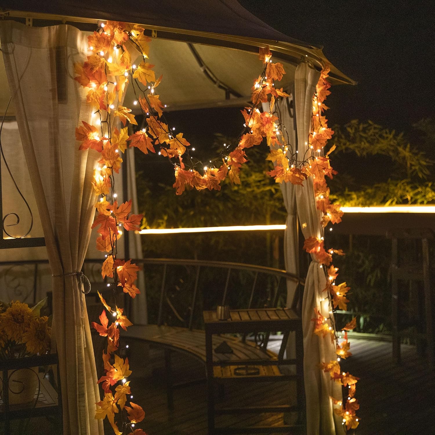 66ft Maple Leaves 200LED String Lights Fall Decor for Home Lighted Fall Garland Decorations Thanksgiving Halloween Decor Full String Lights for Indoor Room Autumn Harvest