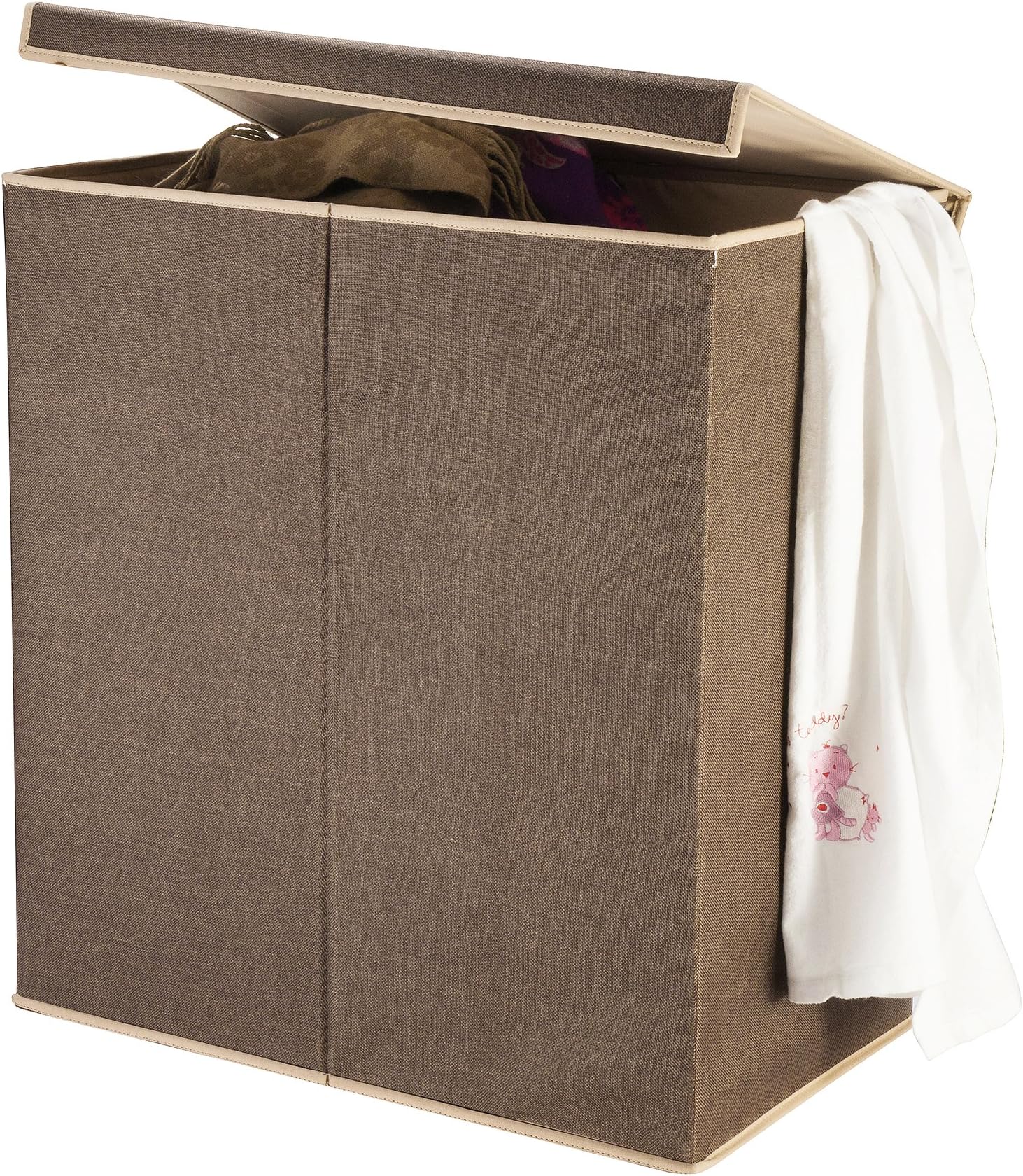 VILLACERADouble Laundry Hamper Two Compartment Sorter with Magnetic Lid, Brown