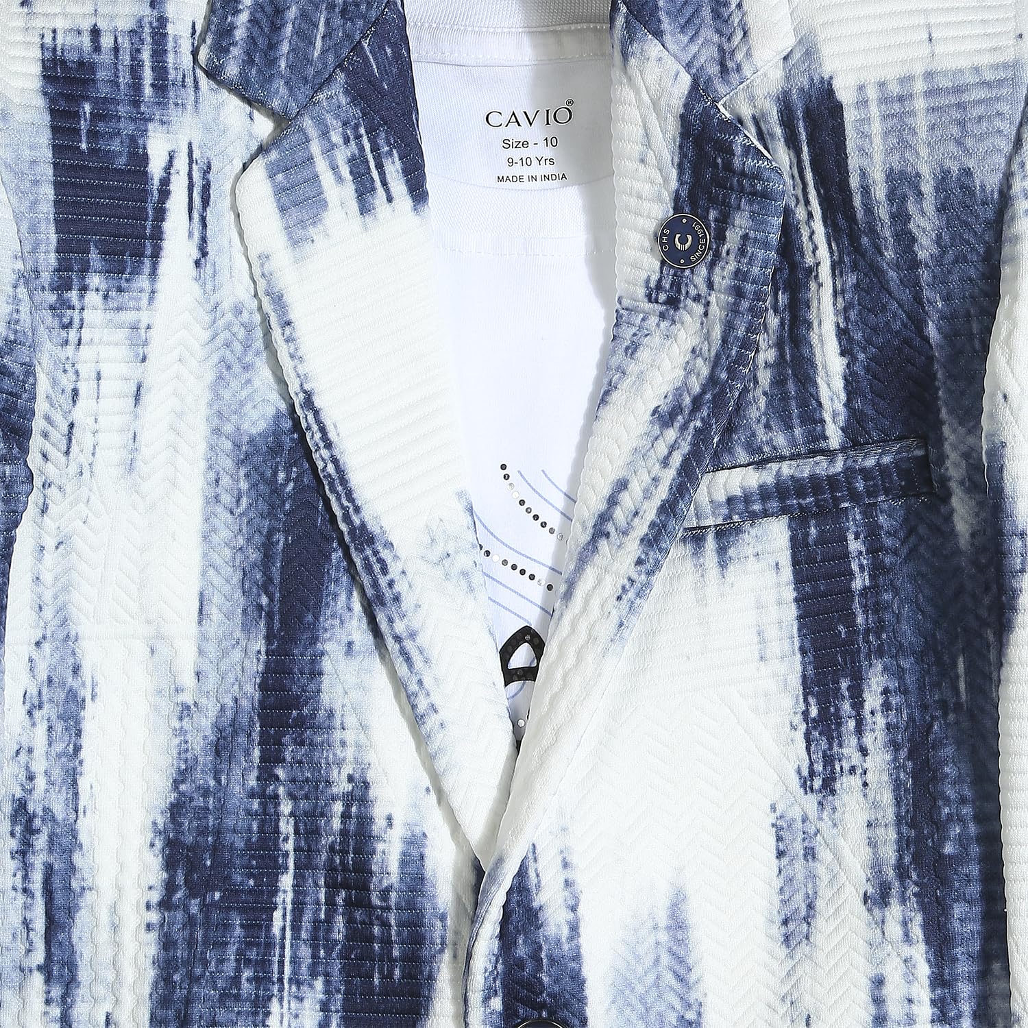 CAVIO Boys SkyBlue Printed Blazer and T-Shirt 4