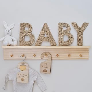 Ginger Ray Letrero de mimbre para baby shower, decoración de guardería, color marrón