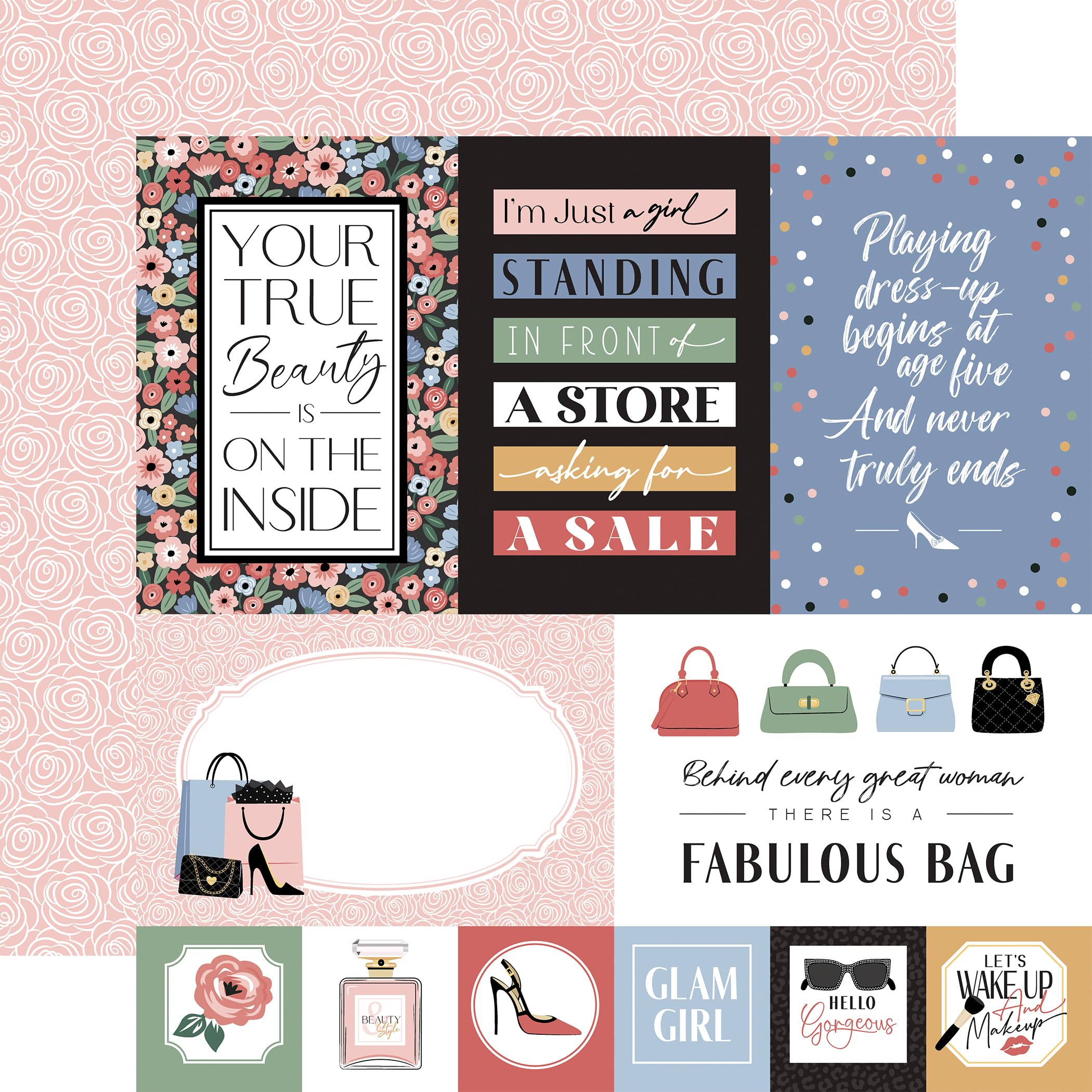 Photo 1 of Echo Park Paper Fashion: Multi Journaling Cards 12x12 Patterned Paper, Various