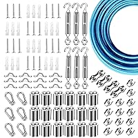 Vista 24 de Kit de suspensión de luces de globo, cable guía de luz para exteriores, cable de acero inoxidable recubierto de vinilo, incluye PVC transparente