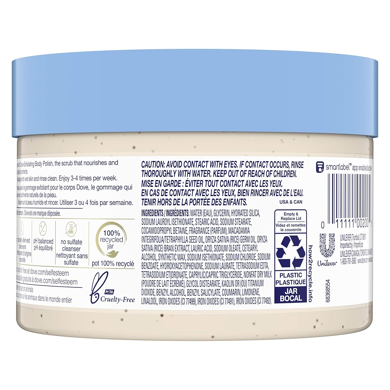 Dove Exfoliating Body Polish Scrub Reveals Visibly Smoother Skin Macadamia & Rice Milk Body Scrub That Nourishes Skin, 10.5 oz, 4 Count : Beauty & Personal Care