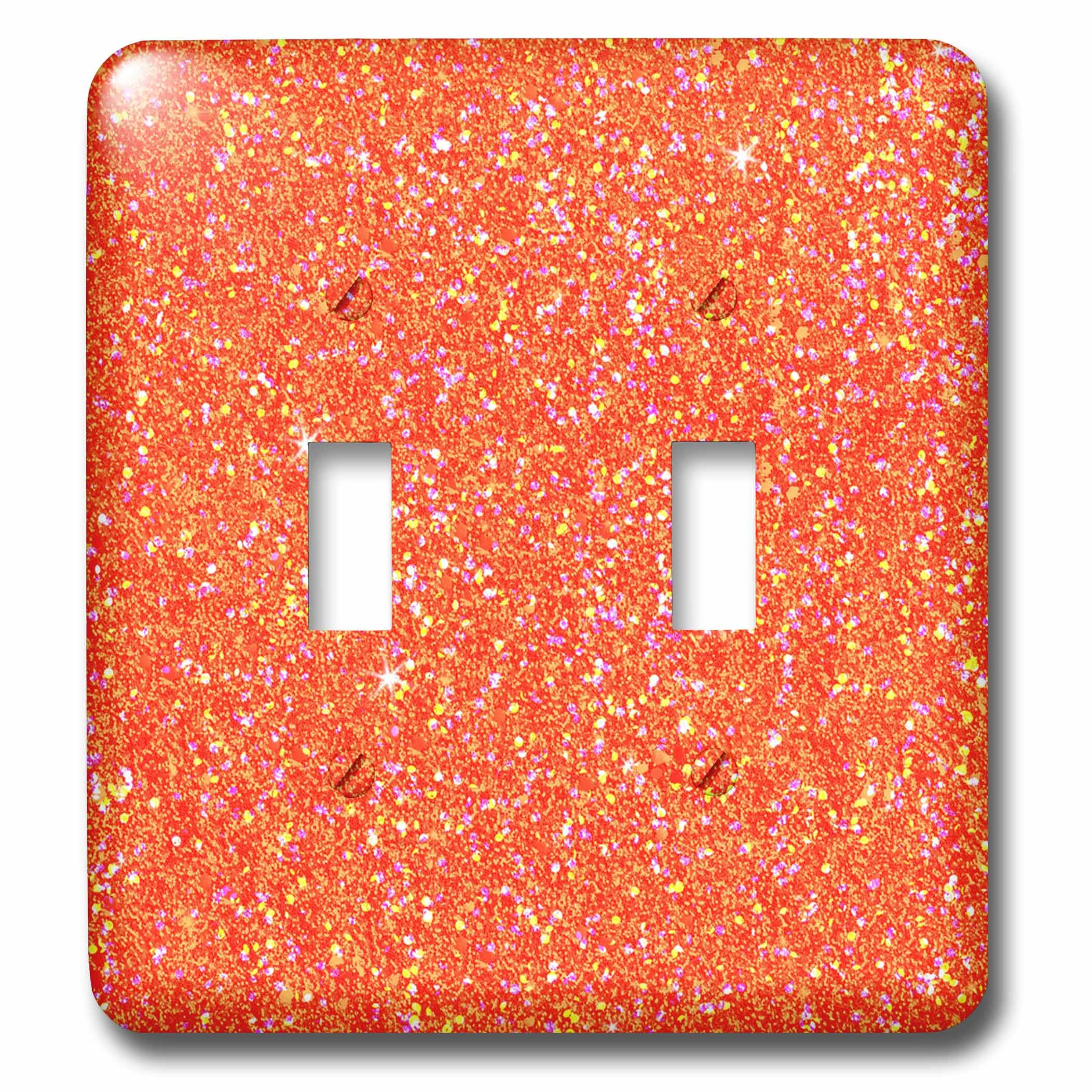 Interrupteur à bascule à double bouton à motif paillettes orange et or 3dRose