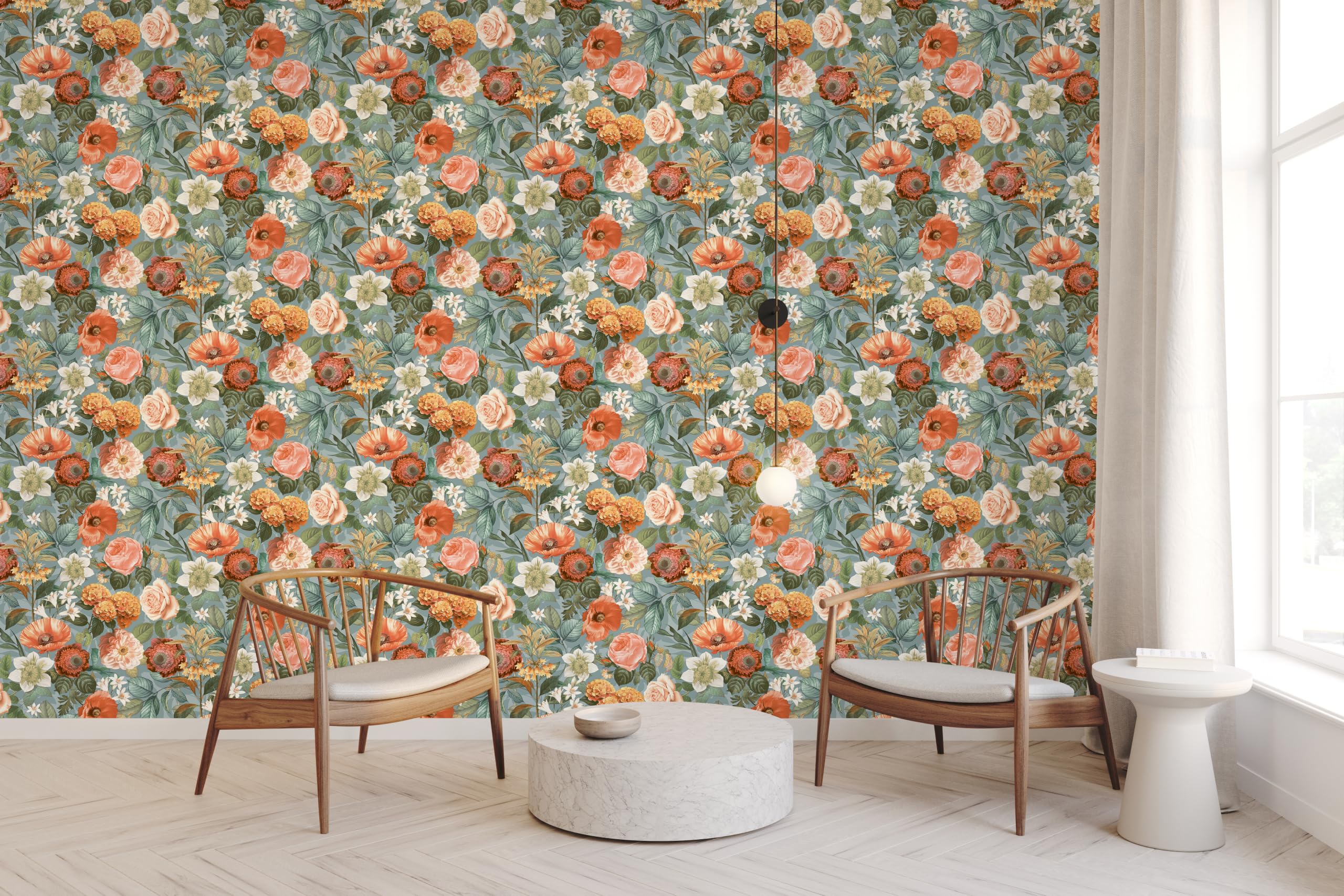 Floral Botanical Wallpaper Multicoloured Blue Paste The Wall Vinyl 10m Roll