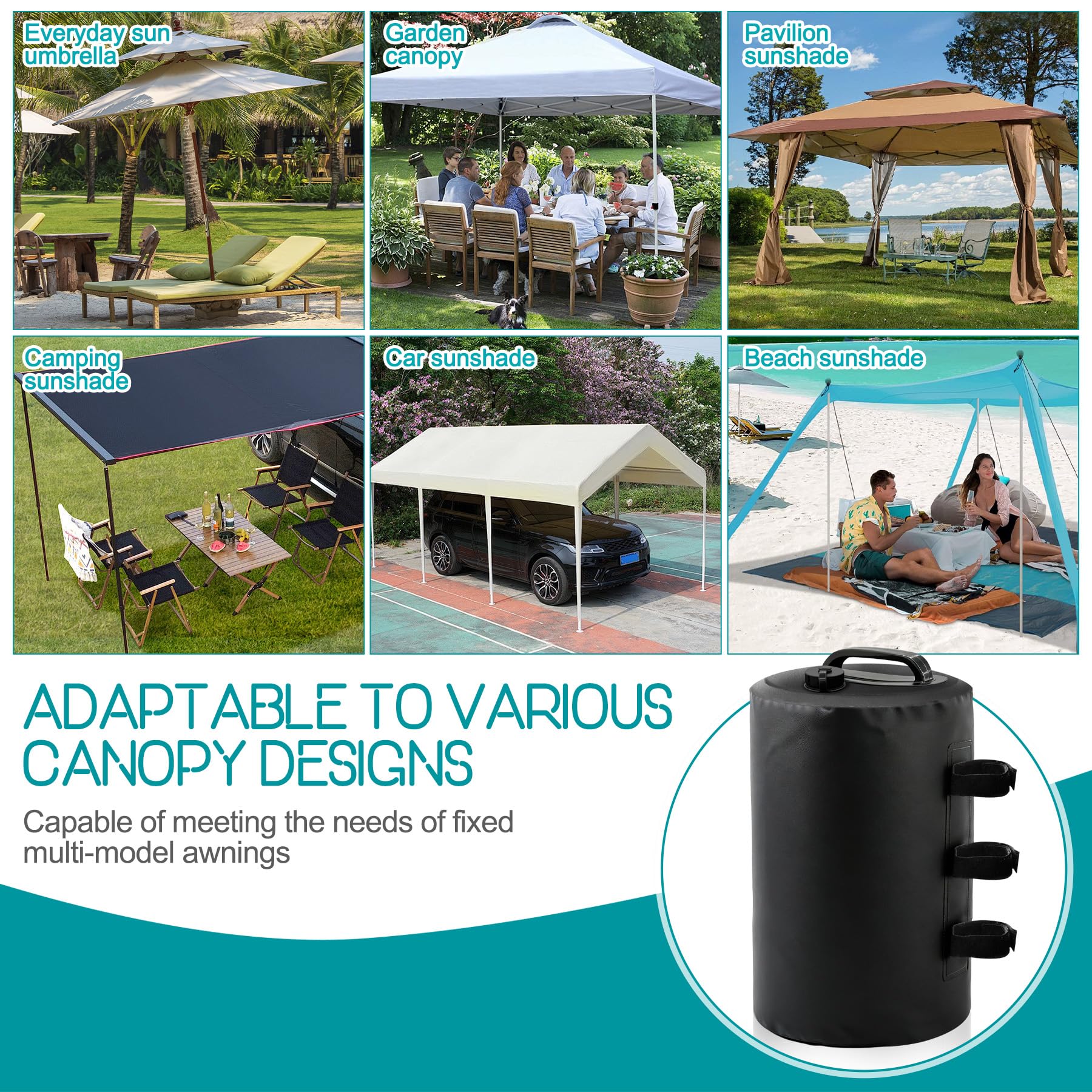 VEEKAY Set di 4 Zavorre per Gazebo,10L Zavorre per Gambe di Gazebo,per Tende Pop-up,Ombrelloni e Tensostrutture
