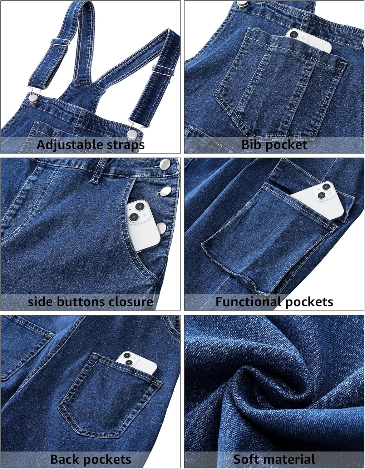 luvamia Cargo Jean Overalls for Women Wide Leg Bib Utility Stretchy Denim Jumpsuit Overall Loose 90s Trendy - Image 5