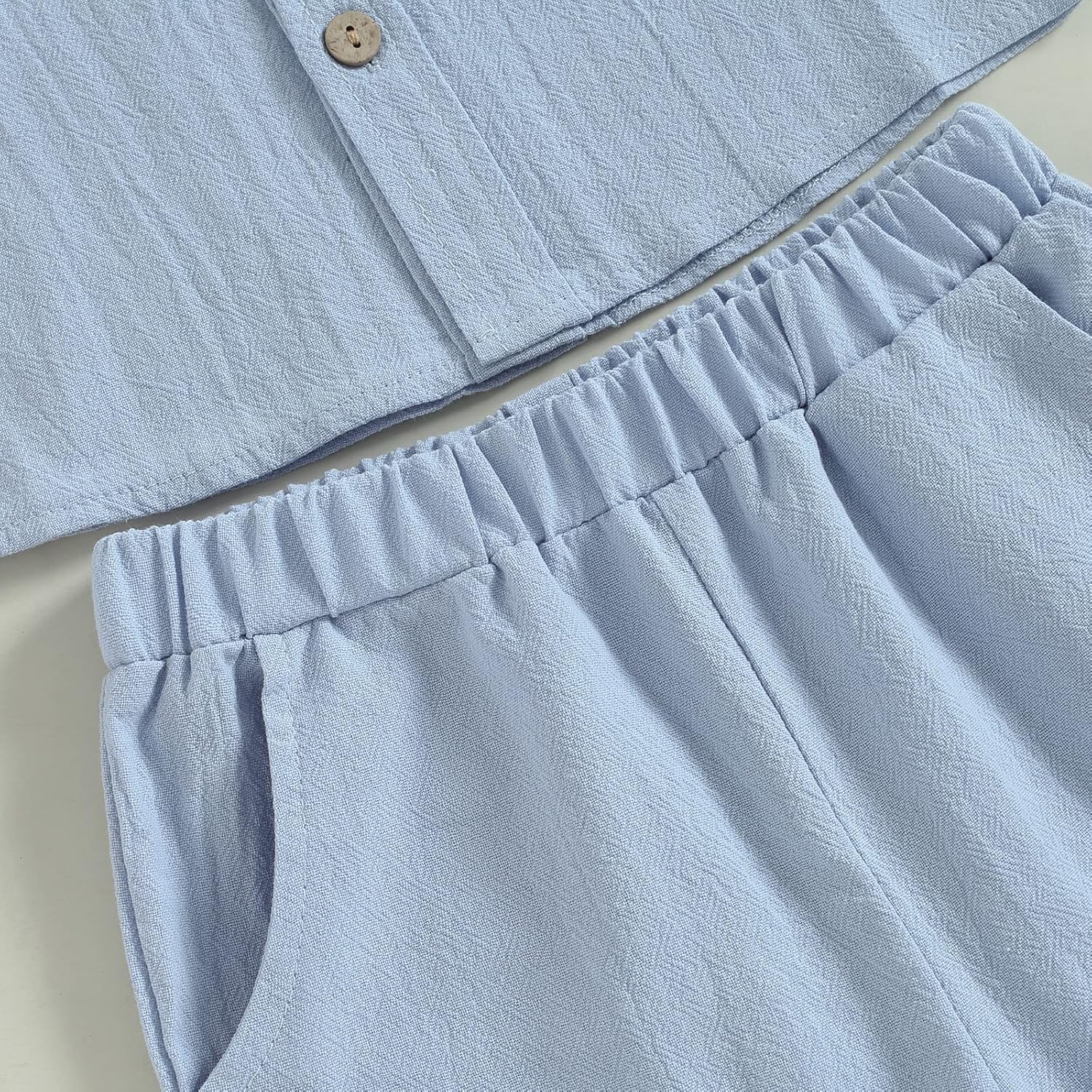 Toddler Baby Boys Girls Summer Clothes Short Sleeve Button Down Shirt Tops and Shorts Outfit Set - Image 6