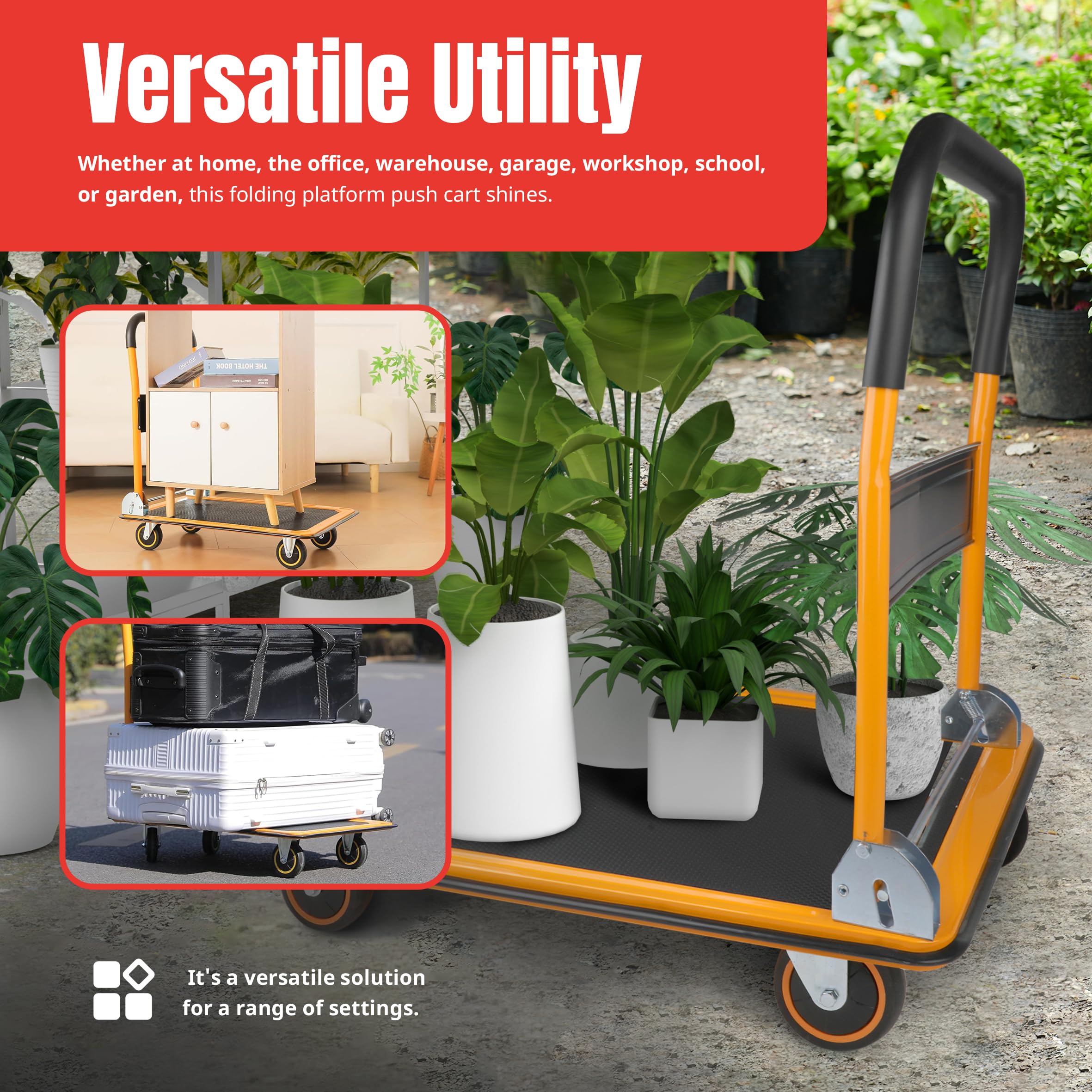 MaxWorks 80876 Plataforma plegable para camión con plataforma móvil, 149,68 kg Capacidad de peso con ruedas giratorias