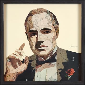 Empire Art Direct Godfather Dimensional Collage Framed Graphic Paper Under Glass Wall Art by Alex Zeng Ready to Hang, 25" x 25"