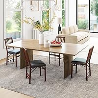 Vista 9 de GOFLAME Juego de 2 sillas plegables de comedor, sillas plegables con asiento acolchado de PVC y respaldo alto, sillas de comedor de madera, paquete