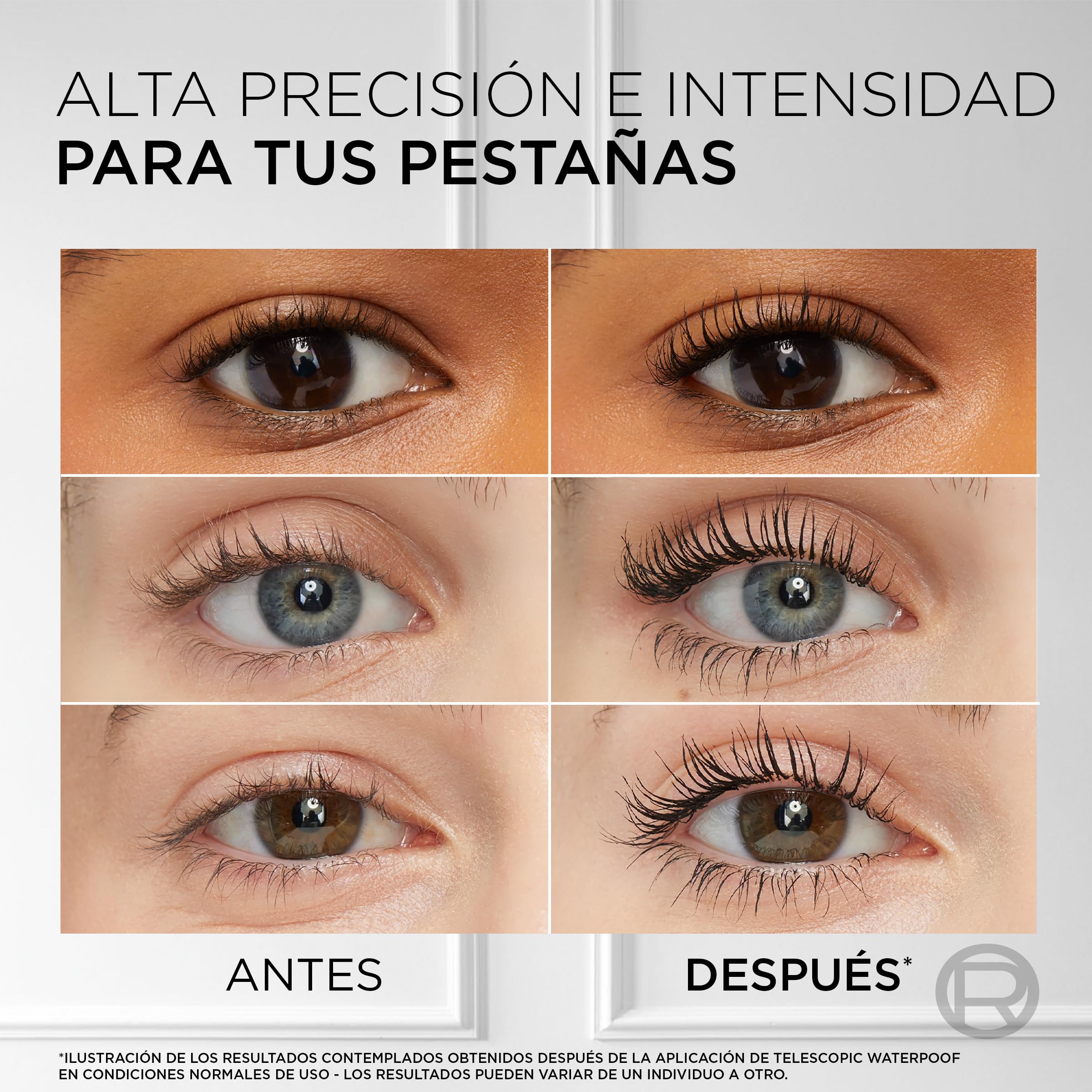 L'Oréal Paris - Mascara Volume et Longueur Waterproof - Formule Fortifiante Enrichie en Céramide - Brosse Exclusive Double Face - Telescopic Lift Waterproof - Couleur : Noir
