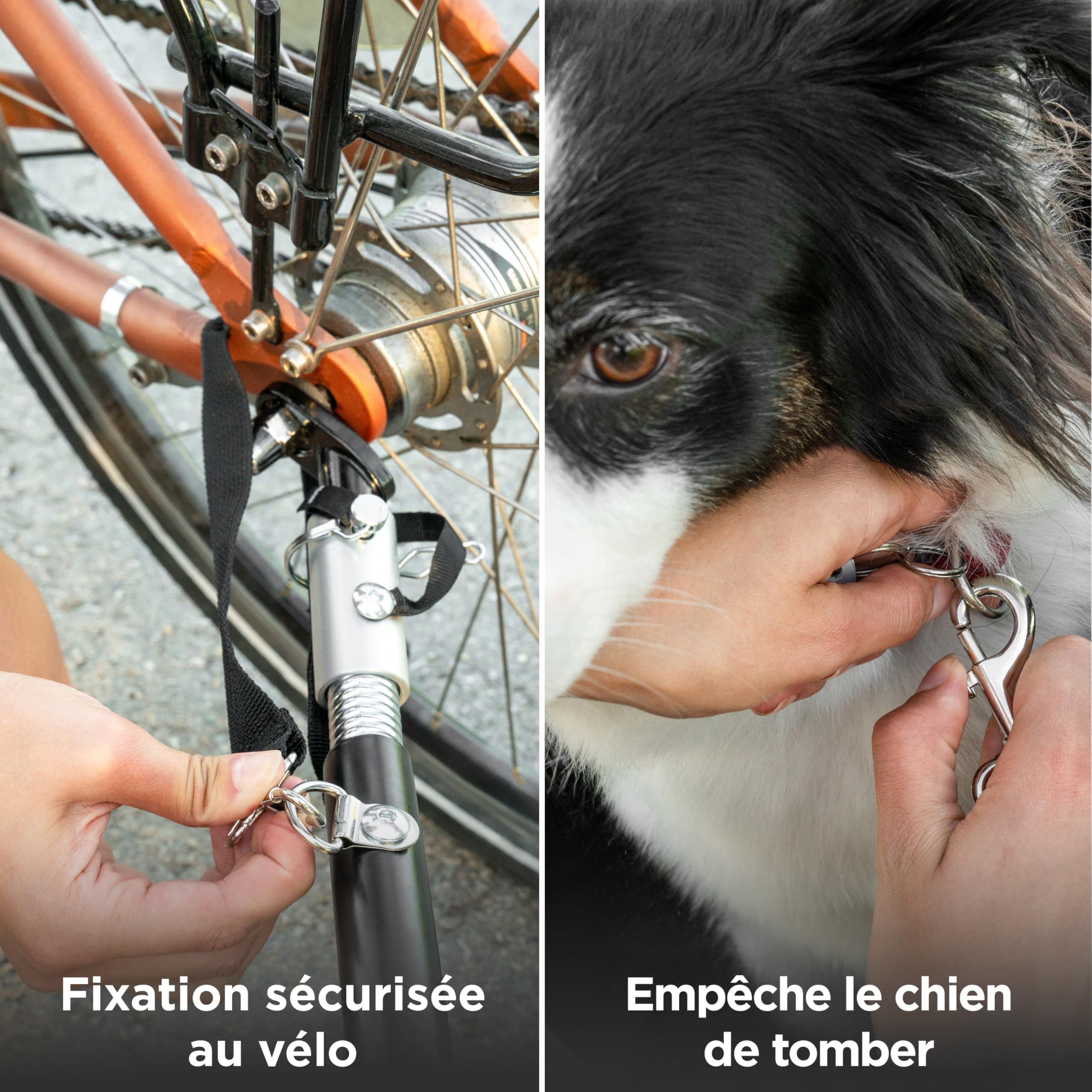 Remorque Vélo Chien 2-en-1 – Poussette et Chariot Pliable avec Coussin – Carriole étanche Jusqu’à 30 kg – Compatible avec vélos électriques – Noir