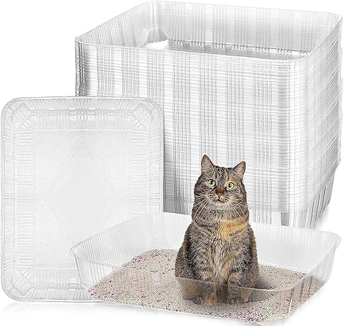 Zubebe Paquete de 50 cajas de arena desechables para gatos, bandeja de arena desechable grande para gatos de 19.69 x 15.75 x 3.94 pulgadas, bandeja