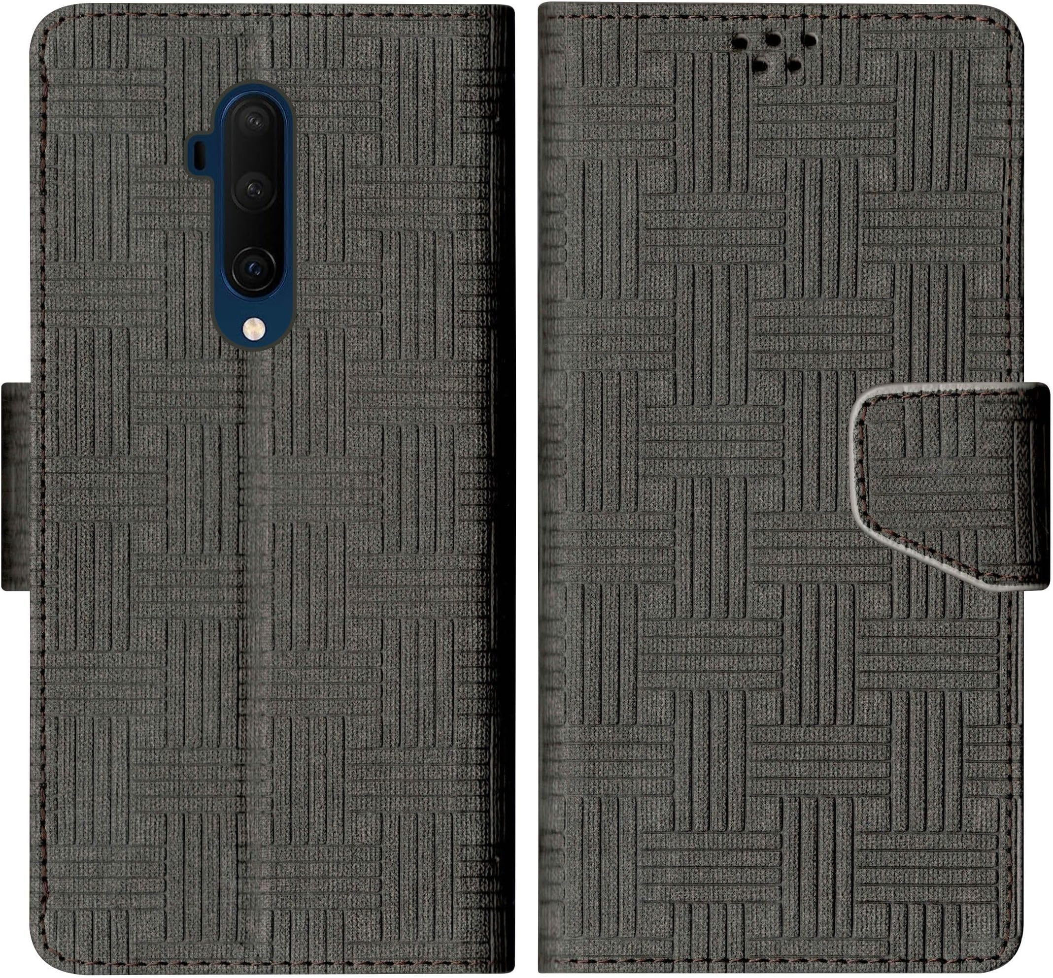 SBMS Oneplus 7T Pro Flip Cover Back Cover Case with Magnatic Closure | Inbuilt Stand | Card & Money Pocket (Mat Black)