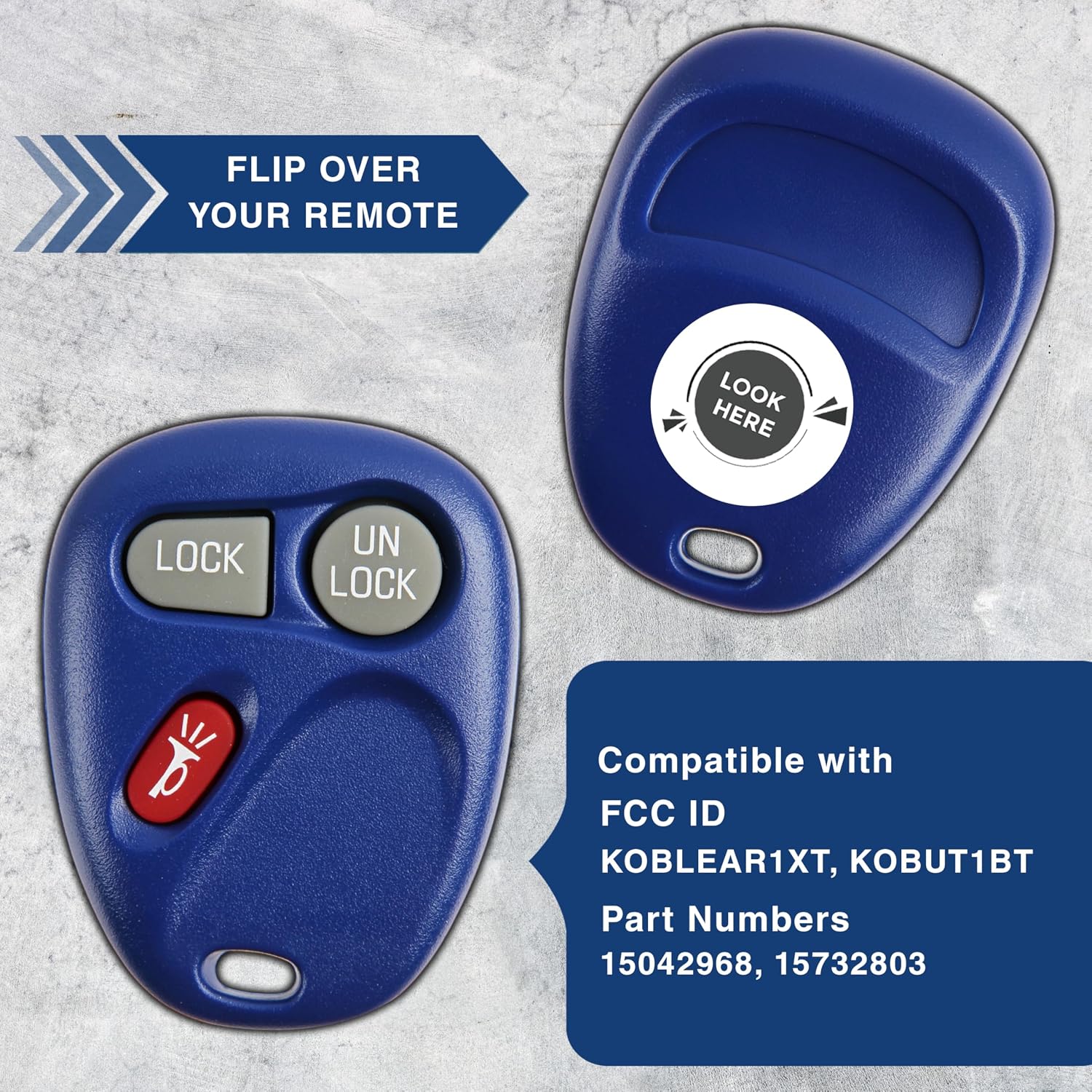 KeylessOption Key Fob for 1998 1999 2000 2001 2002 2003 2004 Cadillac Escalade Chevrolet Chevy Silverado Suburban Tahoe GMC Yukon Sierra Remote, 3-Button 15042968, Programming Guide Included