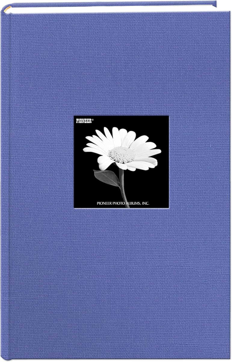 Álbum de fotos con cubierta de marco de tela, 300 bolsillos para fotos de 4x6, azul cielo