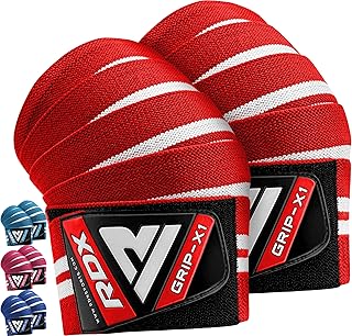 RDX Ginocchio Bandage Powerlifting Ginocchiere Support Tutore, Pesistica Cinghie Fascia Gym Pad,Grande per Allenamento della Forza, Bodybuilding, Ginnastica, Xfit Exercise