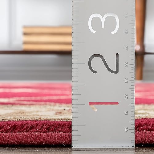 Miniatura 8 de Well Woven Alfombra de área formal roja con diseño de flor de lis, 2'3" X 3'11", Polipropileno, Negro