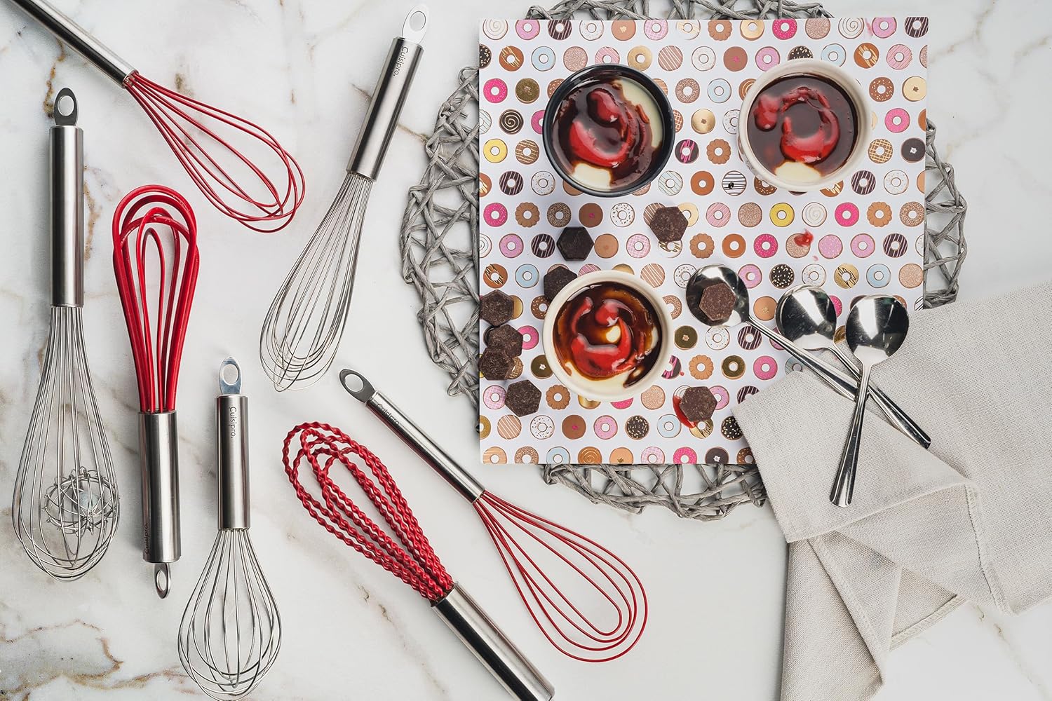 Cuisipro 10-Inch Silicone Flat Whisk, Red - Image 6