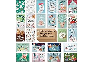 24 Unique Christmas Card Packs Assorted | Spread Joyful Greetings with Exquisite Xmas Card Designs