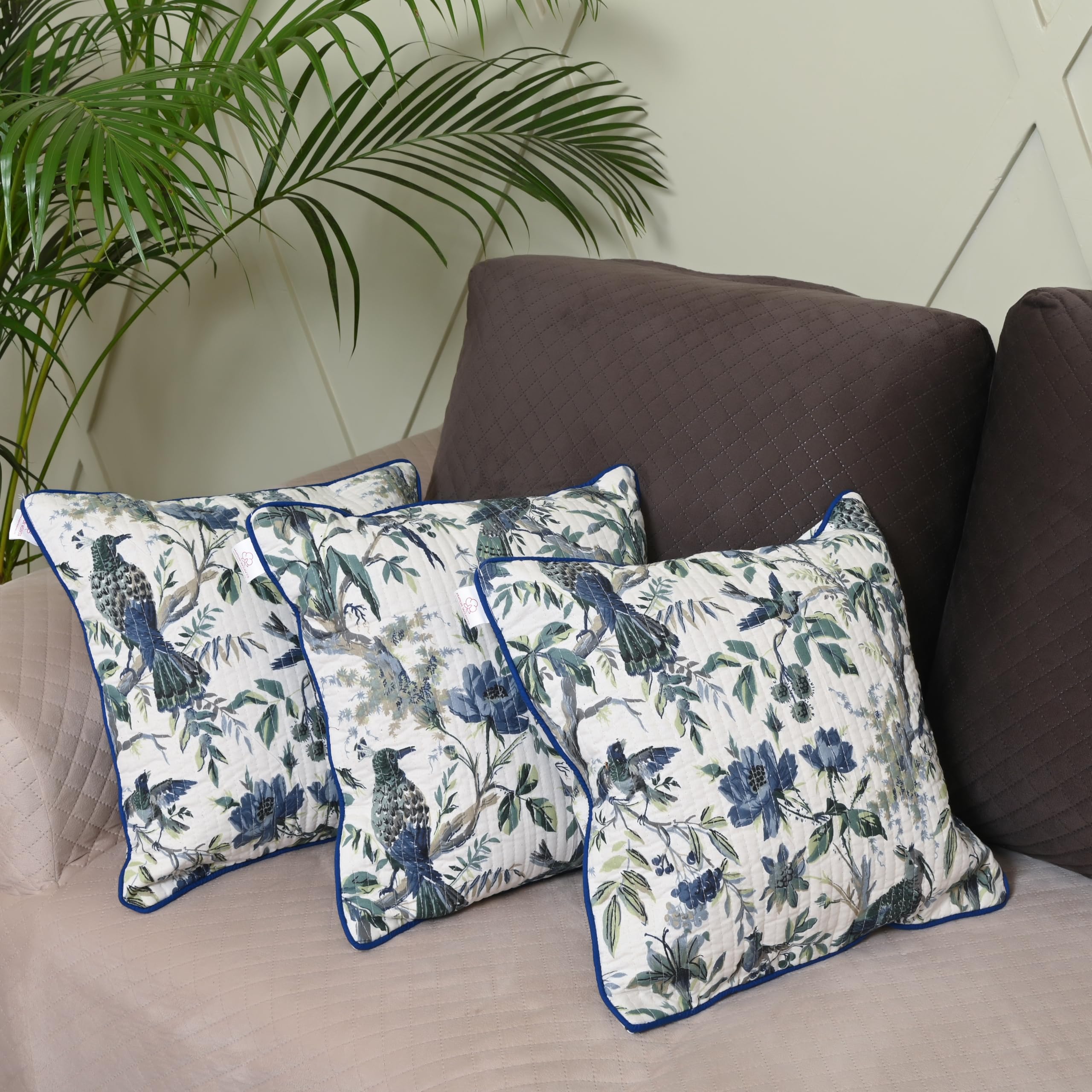 Jaipur Weaves Cushion Cover 16 inch x 16 inch - Pure Cotton, Decorative Soft Floral Cushions for Sofa/Bed/Chair, Gift for Home Decor (3, Blue Bird) (B0DHPXCQ34) Amazon Price History, Amazon Price Tracker