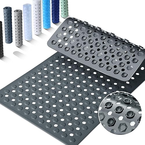 Miniatura 14 de Yimobra Alfombra de Bañera Antideslizante, 34.5"x15.5" Alfombra de Ducha Larga, Lavable a Máquina con Orificios de Drenaje y Ventosas, Suave para