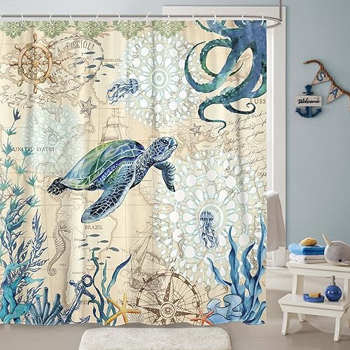 Miniatura 15 de Aipon Cortina de ducha verde de mediados de siglo para baño, cortina de ducha abstracta bohemia de tela moderna impermeable (72 x 72 pulgadas, verde)