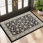 XWZO 2x3 Rug de zone pour entrée, lavable en douceur Vintage Rug Floral Petite Rug, Couverture de sol non glissant, Ultra-Thin Pile Mat de porte intérieure pour salle de bains chambre à coucher - 2'x3', bleu