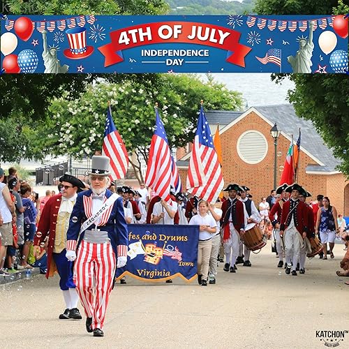 Miniatura 6 de KatchOn, Cartel de feliz 4 de julio, grande, de 120 x 20 pulgadas, pancarta del 4 de julio, cartel de valla del 4 de julio, decoraciones para