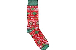 Star Wars Wicket Ewok/Yoda Ugly Sweater Pattern Men's Crew Christmas Socks