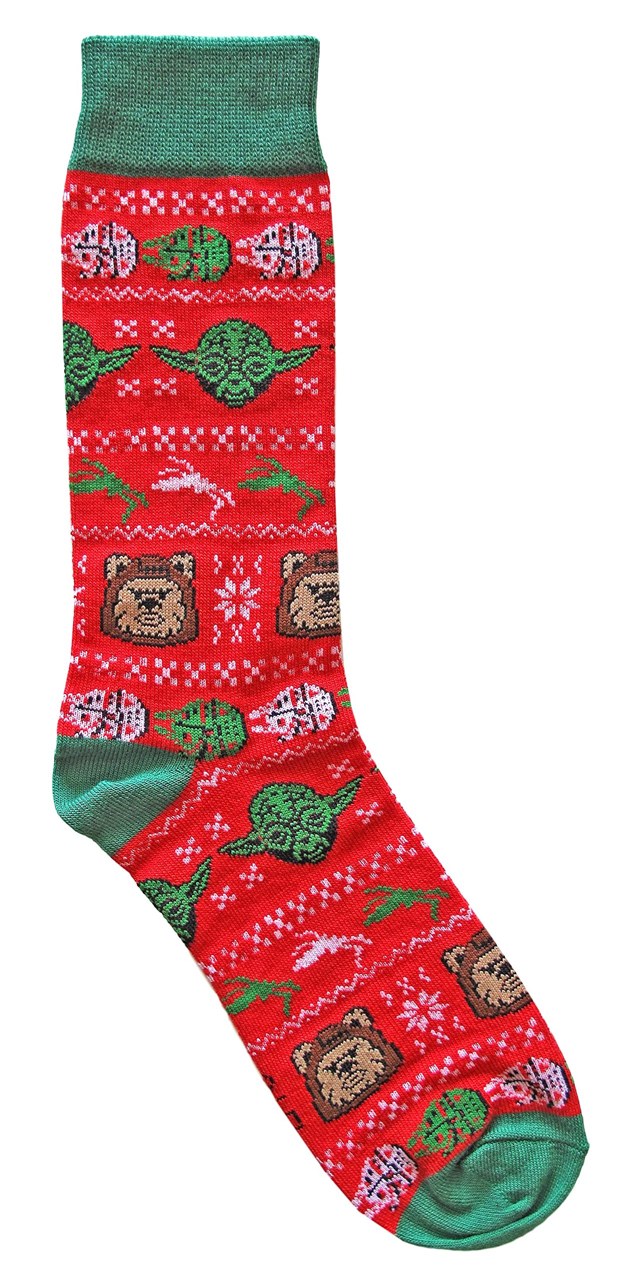 Star Wars Vader/Stormtrooper Green Ugly Sweater Pattern Men's Crew Christmas Socks