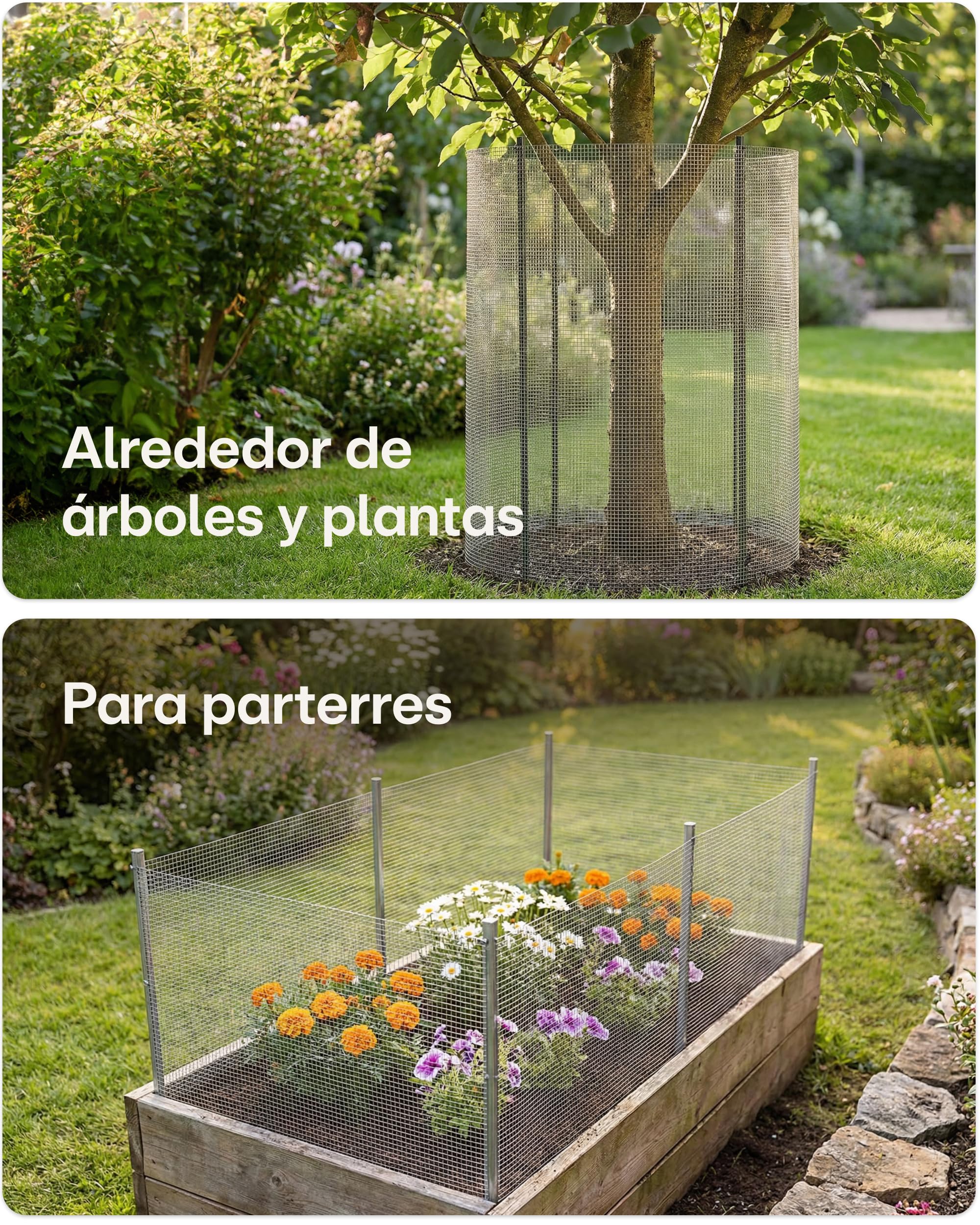 Praknu Malla Metalica Fina Galvanizada con Guantes – Rollo 1 x 5 m Rejilla – Malla para Gallinero y Huerto – Malla Antirroedores para Jardín, Camas Elevadas y Compostera