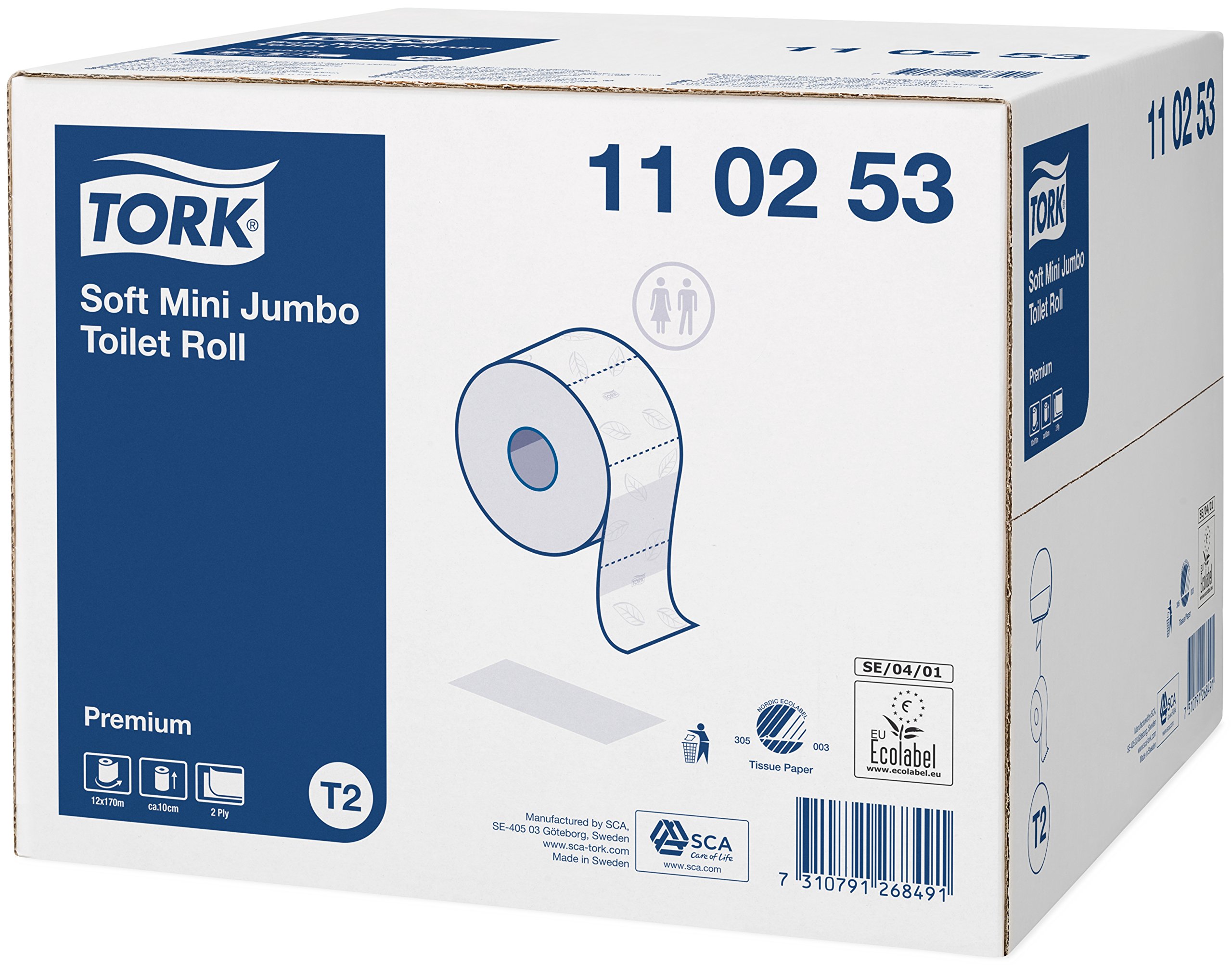 Tork Soft Mini Jumbo Toilettenpapier - WC-Papier (weiß, Papier, 386 x 392 x 304 mm)