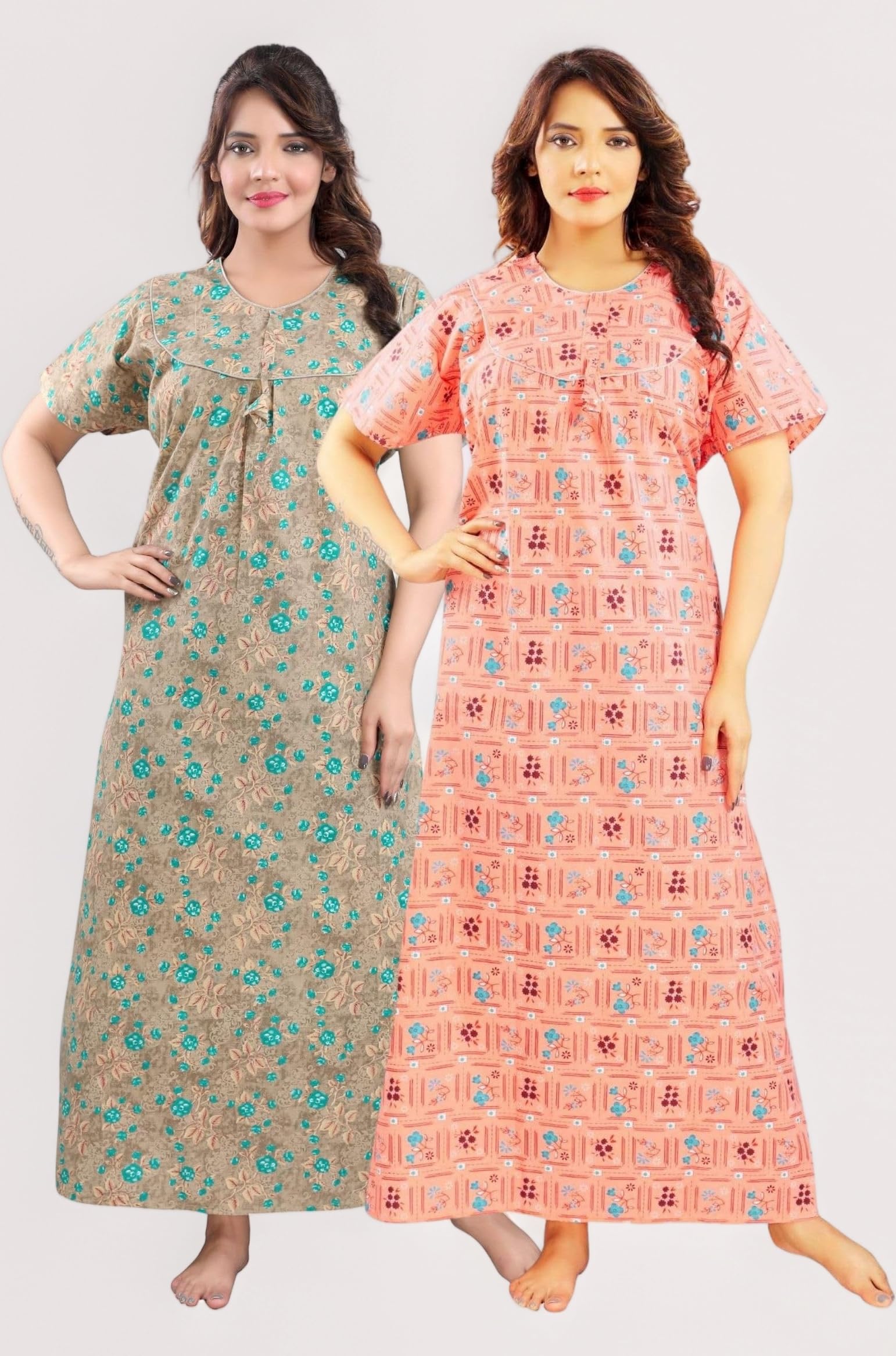 Fabme Cotton Women Maxi Nighty