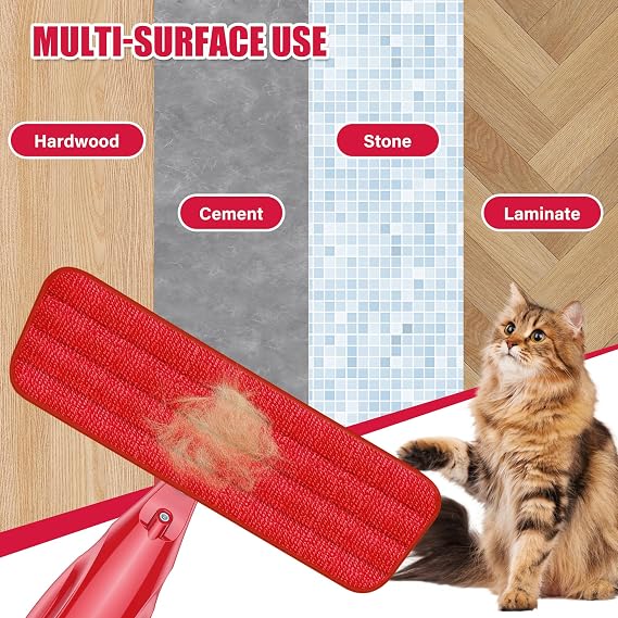 Spray Wet Mops with 3 Pads 2 Refillable Bottles for Hardwood Floor Cleaning