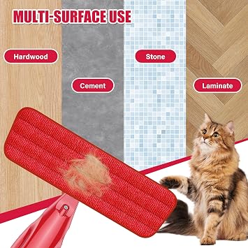 Spray Wet Mops with 3 Pads 2 Refillable Bottles for Hardwood Floor Cleaning