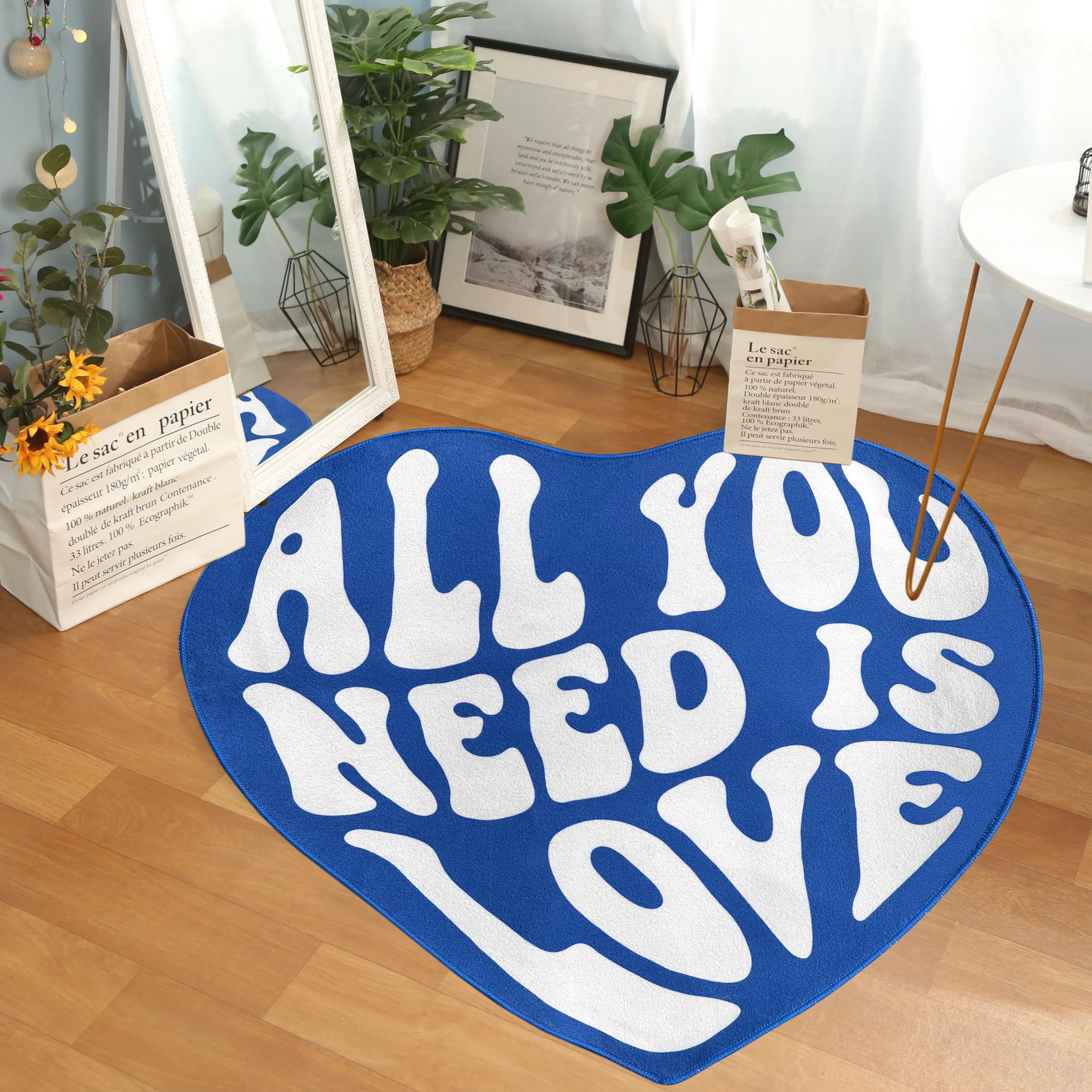 Amazon | TEMSER All You Need is Love ラグ シャギー ノンスリップ